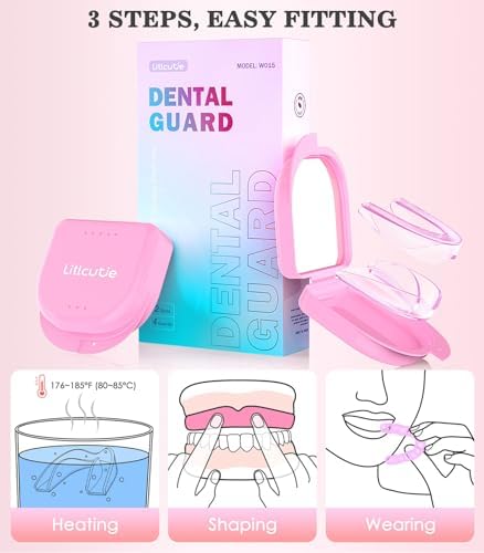 Small Mouth Guard for Women, 4 Pack Moldable Teeth Guard at Night Sleep Jaw Clenching & Bruxism, Ventilated Teeth Grinding Guard Box with 5X Magnifying Mirror