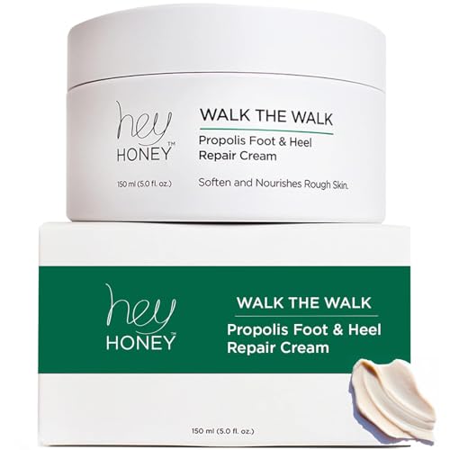 Hey Honey Walk the Walk Propolis Foot & Heel Cream for Dry, Cracked Feet | 72-Hour Hydration, Callus Remover & Odor-Fighting Moisturizer with Honey & Urea | 5 oz