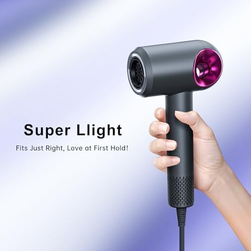 Hair Dryer, High-Speed Ionic Low Noise Blow Dryer with Diffuser for Fast Drying, Professional 504 Millions Negative Ionic Thermo-Control Hairdryer, Travel with Magnetic Diffuser & Nozzle
