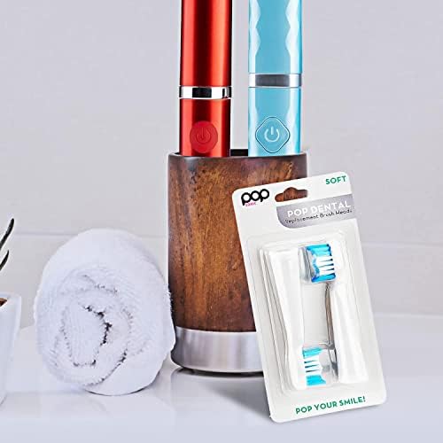 Pop Sonic Replacement Electronic Toothbrush Heads, Compatible with Go Sonic, USB, Pro Sonic Toothbrushes w/Soft Dupont Tynex Nylon Bristles, 2-Pack