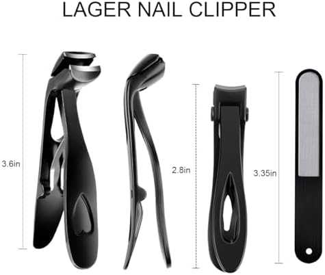 Nail Clippers for Seniors, Wide Jaw Fingernail Clippers and Angled Head Toenail Clippers for Thick Nail, Professional German Nail Clippers for Men, Women & Pregnant (Black 1)