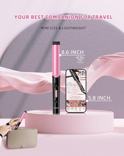 DORISILK Small Barrel Curling Iron for Short and Medium Hair，1 Inch Mini Curling Wand Travel Size，Dual Voltage Curling Iron for European and International Voltage