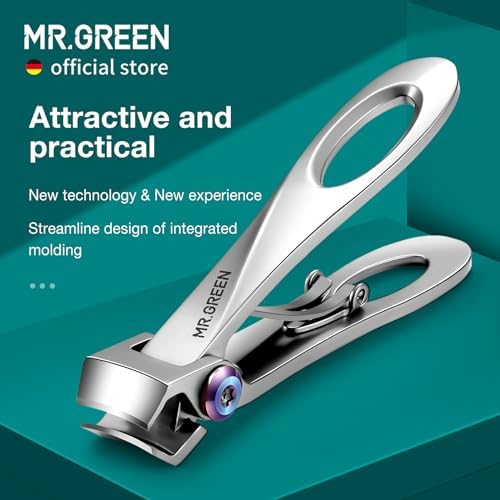 MR.GREEN Nail Clippers Wide Jaw Opening Stainless Steel Fingernail Clipper Thick Hard Toenail Cutter Manicure Scissors Tools (Nail Clipper (Large))