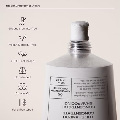 The Shampoo Concentrate, All Hair Types, Restore Moisture, Bond Repair, Plant-based, Clean Ingredients, Aloe Vera, Vegetable Glycerin, Sulfate-Free, 3.4 fl oz
