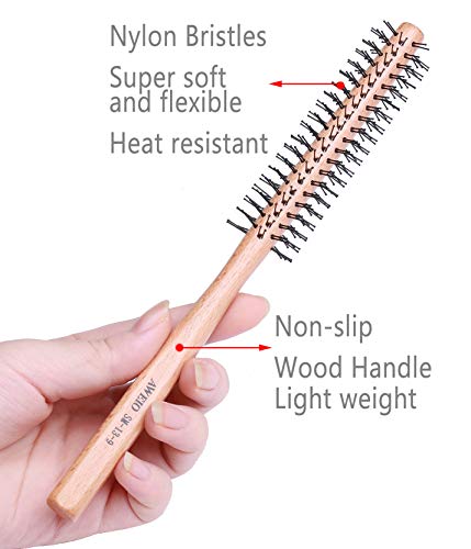 Small Round Brush for Short Hair, 1 Inch Mini Quiff Roller for Women and Men, Best for Thin Hair, Bangs, Beard, Styling, Lifting, Curling off white