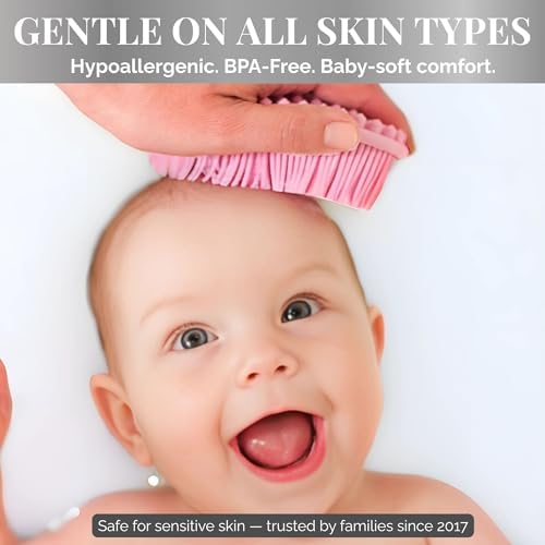 Avilana Silicone Body Scrubber – Silver-Infused Gentle Shower Brush & Loofah Alternative – Fast-Drying, BPA-Free Silicone Body Exfoliator for Sensitive Skin – for Men & Women (Blue, Massage)