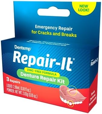 Dentemp Repair Kit - Repair-It Advanced Formula Denture Repair Kit (Pack of 3) - Denture Repair Kit Repairs Broken Dentures - Denture Repair to Mend Cracks & Replace Loose Teeth