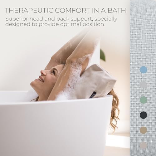 BADESOFA® Luxury Bathtub Pillow L - Large Bath Pillow for Therapeutic Neck and Back Support Quick-Drying - Washable Full Body Bath Tub Cushion - Luxury Spa Cushion in Grey