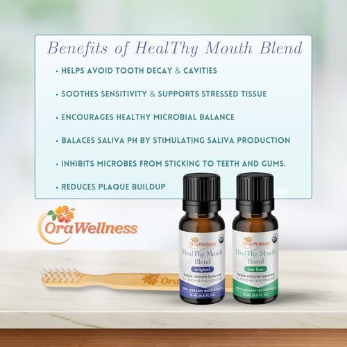 Nut Free Healthy Mouth Blend Organic Tooth Oil, Made in The USA Fluoride Free Toothpaste & Mouthwash Alternative, Natural Rinse for Healthy Teeth & Gums for Women, Men and Kids, Pack of 3