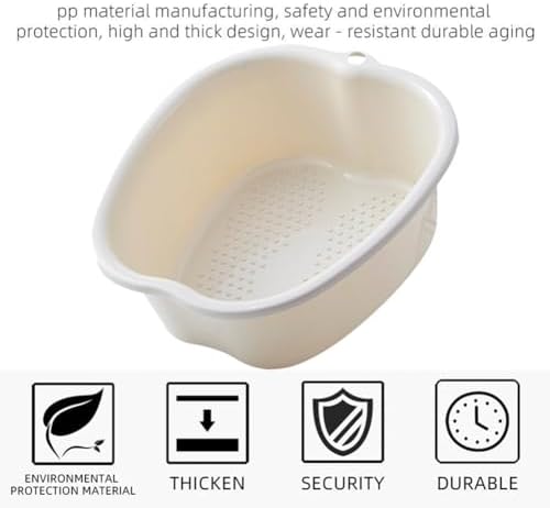 Foot Soaking Tub Large Size Foot Basin Sturdy Soaking Feet Bucket Massager Tub Exfoliation Callus Pedicure Foots Spa Bath Bucket for Women and Men (White)