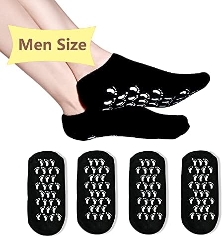 Gel Spa Moisturizing Gel Socks for Repairing and Softening Dry Cracked Feet Skins (Men Size(Black))