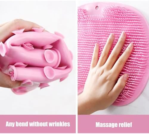 Silicone Shower Foot Scrubber Mat, 2025 New Silicone Foot Scrubber for Shower, Back Massage Pad with Suction Cups Non-Slip Exfoliating (Green,2)