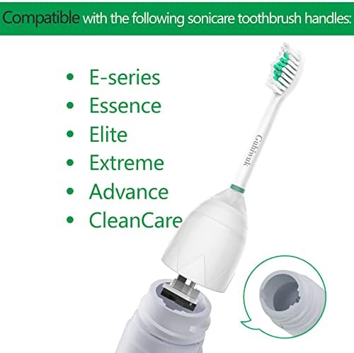 Replacement Toothbrush Heads Compatible with Philips Sonicare E-Series, Essence, Advance, CleanCare, Elite and Xtreme Screw-on Electric Phillips Brush Handles, 6 Pack