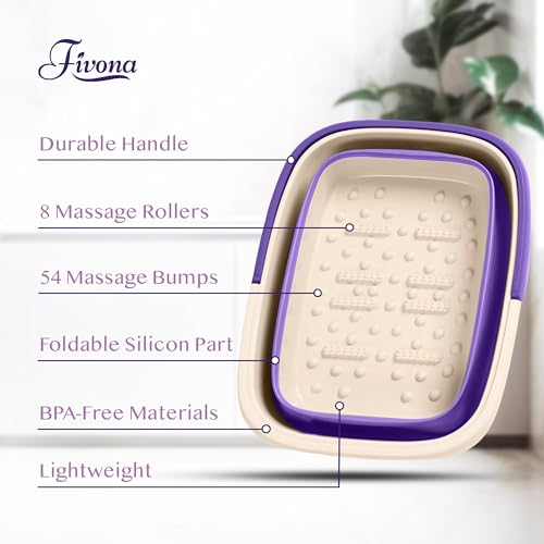 Fivona Collapsible Foot Soak Basin - Pedicure Foot Bath Soaking Tub for Tired Feet, Cracked Heels, Callus Removal & Foot Care
