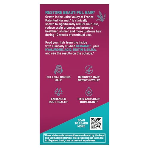 Garden of Life Hair Growth Duo Caps, Supplement for Thicker, Healthier Hair with Hyaluronic Acid, Biotin, Silica, and Patented Keranat, 30 Plant-Based Capsules