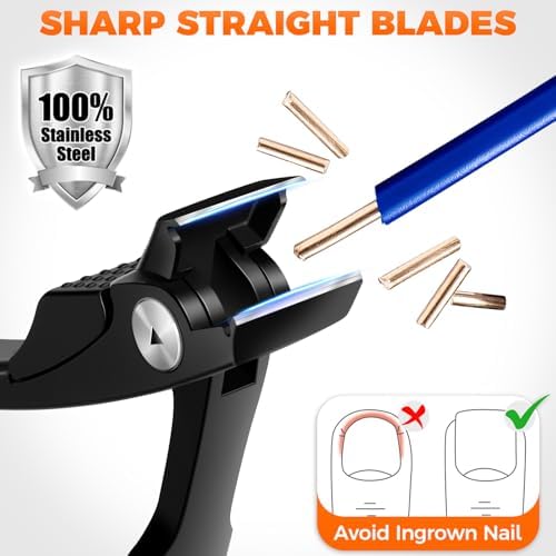 Straight Nail Clippers for Men, Ergonomic 18mm Large Toenail Clippers for Thick Nails for Seniors with Wide Jaw, Long Handled Nail Cutter Edgy Toe Nail Clipper for Adult with File, Gift for Men