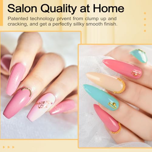 Lavender Violets 48 Pcs Dip Powder Nail Kit Starter, 36 Colors Pink Red Yellow Green Blue with Dip Powder Liquid Set and Essential Manicure Tools for Nail Art Designs B950