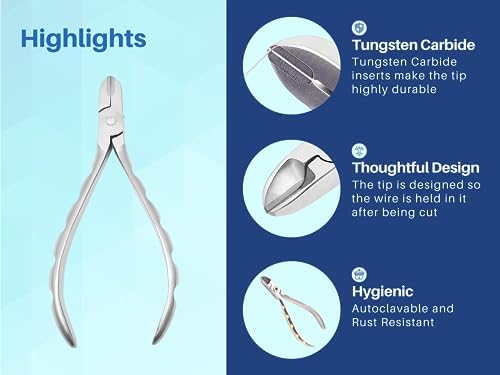 ARTMAN INSTRUMENTS Braces Wire Cutter – Orthodontic Dental Tool Pliers with Tungsten Carbide Inserts, Gold-Plated Handle, Autoclavable, Durable Cutting Edge