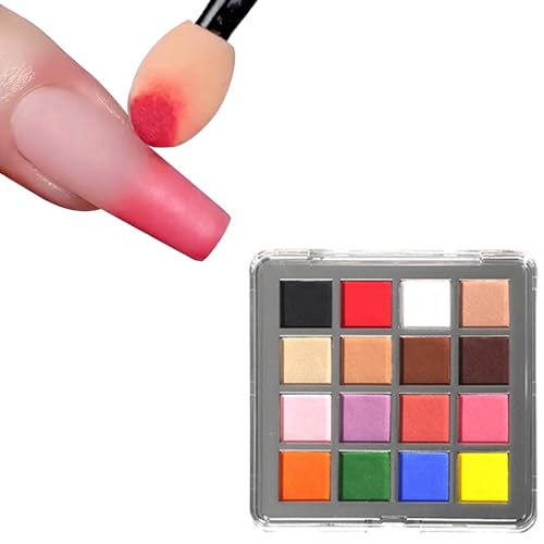 Nail Pigment Palette Solid nail Powder Set Ombre Nail Powder For Nail Art Manicure DIY Accessories 16 Colors (A)