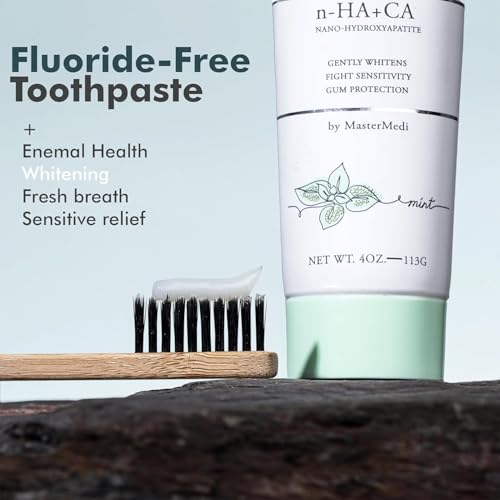 MasterMedi Nano Hydroxyapatite Toothpaste – Fluoride Free, SLS Free, for Sensitive Teeth, Whitening, Enamel Remineralization, Magic Mint, Dentist Recommended, 4 oz (Pack of 2)