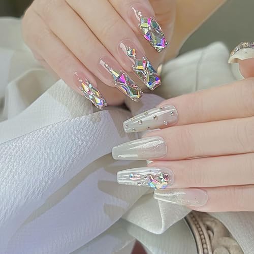 Nail Rhinestones Kit, 18 Types of 900 Special-Shaped Diamonds + 3200 Flat-Bottomed Nail Rhinestones, Nail Crystal DIY Crafts Gemstones for Nail, Shoes, Clothes, Jewels