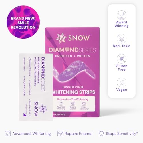 Snow Diamond Series Purple Whitening Strips - Dissolving Teeth Whitening Strips for Sensitive Teeth, Instant Brightening with Hydroxyapatite, Color-Correcting Purple Formula, 42 Count
