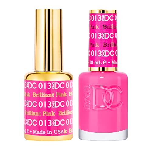 DND DC Gel Polish Set, Pink Collection, UV/LED Gel Polish and Air Dry Nail Lacquer, Matching Chip-Free Polish Duo, 013 Brilliant Pink, 0.5 Fl Oz