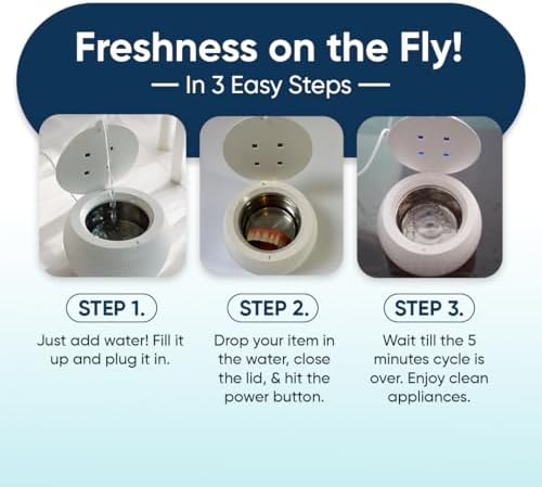 Swissklip ShinePod Ultrasonic Dental Cleaning Pod | Ultrasonic Retainer Cleaner Machine | Mouth Guard Cleaner| Night Guard Cleaner| Aligner Cleaner | Denture Cleaner - White