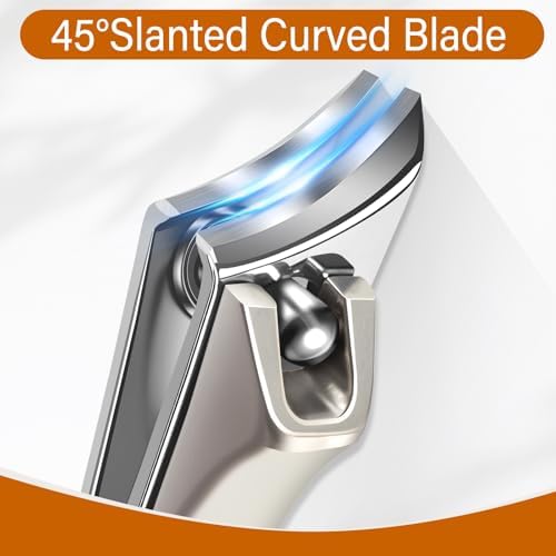 Nail Clippers for Seniors Thick Nails, Slanted Curved Ingrown Toenail Clippers Angled Head Large Toe Nail Clippers for Men Thick Toenails with Wide Jaw Opening Nail Cutter