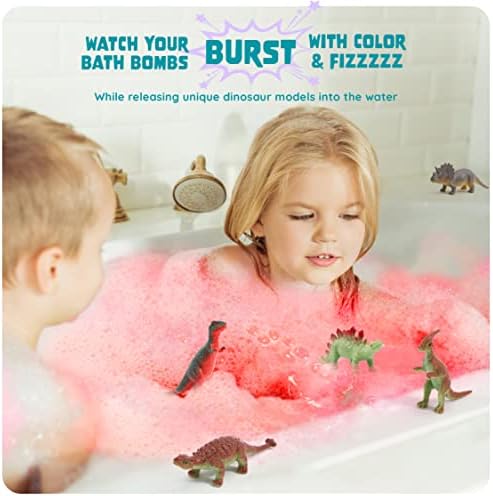 Dan&Darci Dino Egg Bath Bombs for Kids - Kid Baths Bomb with Surprise Inside - Dinosaur Toys Gift for Boys and Girls Ages 6 7 8 Years Old Gifts - Fun Educational Toy Fizzy - Basket Stuffers