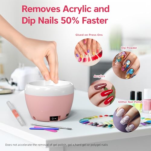Electric Nail Soaking Bowl Acetone Proof, 50% Faster Soak off Bowl | Acrylic Nail Removal Kit | Power Dip Remove kit | Acetone Soak-Off Bowl Heated Gel Nail Polish Remover Bowl for Nails Salon Home