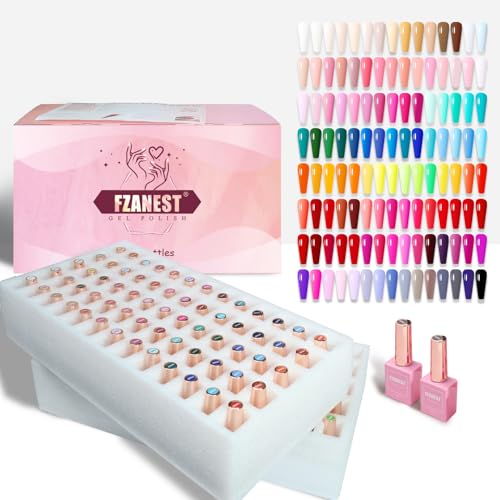FZANEST 130Pcs 15ml Gel Nail Polish Set With Rubber Base Top Matte Coat 120 Colors Pink Nude Red Blue White All Seasons Gel Polish Kit Nail Art Starter For Nail Salon Home Gifts for Women and Girls