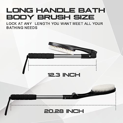 EASACE Body Brush for Back, Long Handle Bath Brush for Showering, Adjustable Head Back Scrubber, Shower Brush with Soft Bristles for Wet or Dry