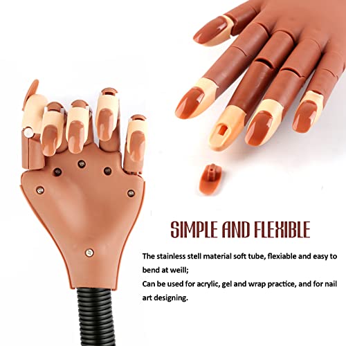 Practice Hand for Acrylic Nails, Flexible Nail Practice Hands Training Kits, Fake Mannequin Hands for Nails Practice, Movable Nail Mannequin Hand with 100PCS Nail Tips