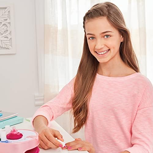 Light Magic Nail Dryer & Polish Set for Girls & Teens - 5 Vibrant Nail Colors, Art Stickers, Nail File, Cuticle Pusher & Dryer - Water-Based, Non-Toxic Polish Perfect Spa Day Manicures Make it Real