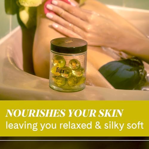 Fur Bath Drops- Fur Oil to Moisturize and Soothe Your Skin in a Natural Dissolvable Seaweed Capsule for a Relaxing Bath, with Grapeseed, Jojoba, and Clary Sage Oil - 18 Capsules