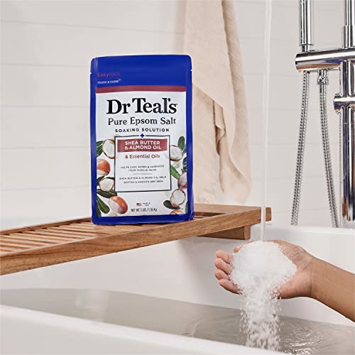Dr Teal's Pure Epsom Salt, Shea Butter & Almond, 3 lbs (Pack of 4)