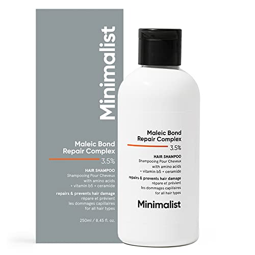 Minimalist Hair Shampoo for Damaged Hair & Frizzy Hair | Maleic Bond Repair Complex 3.5% | With Argan Oil, Ceramides & Coconut Oil | For Women & Men | 8.5 Fl Oz / 250 ml