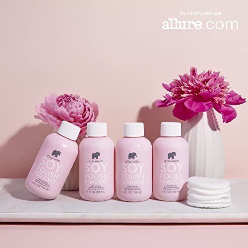 ella+mila Soy Nail Polish Remover Non-Acetone Nail Polish Remover - Non-Toxic Fingernail Polish Remover - Enriched with Lavender Essential Oil & Vitamins A,C & E (4 fl oz)