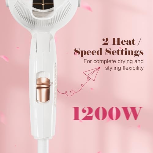 Travel Hair Dryer Mini with Diffuser&Concentrator,110~250V Dual Voltage Hair Dryer Blow Dryer Mini Size for European Travel, Portable Blow Dryers for Women and Men with EU Plug