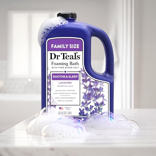 Dr Teal's Foaming Bath with Pure Epsom Salt, Soothe & Sleep with Lavender, 62.5 fl oz