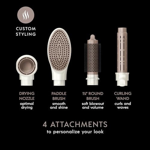 DigitalAIRE Multi Hair Styler, Air Styling System for Curls, Waves, Blowouts & Volume, 4 Attachments to Personalize Your Look Plus Storage Bag, White