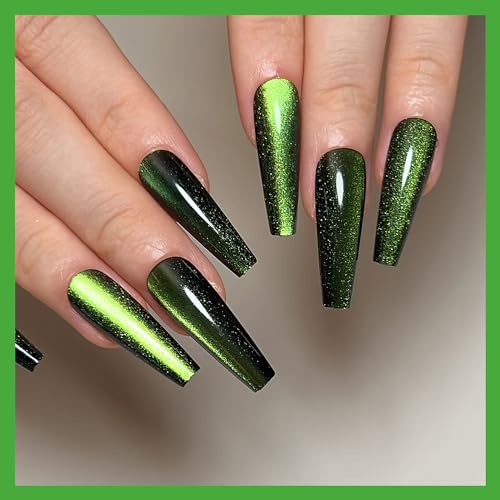 4 Pack Press on Nails,KKUUOO Long Coffin Fake Nails,Gradient & Glitter Design False Nails,Full Cover Glossy Acrylic Nails,Stick on Nails for Women Girls,96Pcs 12 Sizes-4 Styles In Total