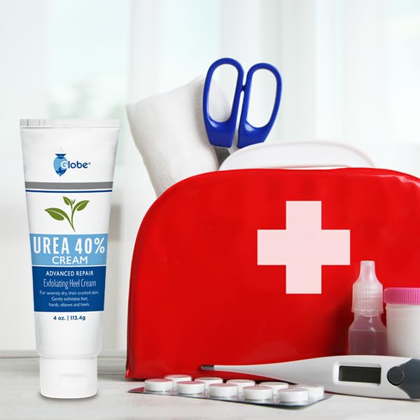 Globe (2 Pack Urea Cream 40% - (4 oz) Intensive Hydration for Dry and Cracked Heels, Feet, Hands, Elbows and Knees - Callus Remover for Women - Helps Athletes Foot - Foot Odor - Total 8 oz