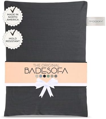 BADESOFA® Luxury Seat Cushion for Bath | Premium-Quality Materials | Comfortable & Quick-Drying | Washable Bath Pillow in Charcoal | Home Spa | Suitable for Bathtub, Steam Sauna & Hot Tub