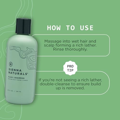Sienna Naturals - HAPI Shampoo – Anti Frizz - Sulfate-Free, Scalp-Nourishing & Hydrating Cleanser – Gently Removes Buildup Without Stripping – pH-Balanced, Vegan & Clean Formula - 11oz