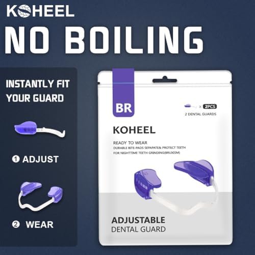 KOHEEL No-Boiling Adjustable Mouth Guard for Teeth Grinding and Clenching, Comfortable Night Guard for Bruxism Relief, TMJ Relief, and Sleep Improvement (2 Count)