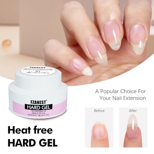 FZANEST Heat Free Builder Nail Gel Clear Hema Free Hard Gel For Nails Extension Sculpting Overlay UV Led Soak Off #01