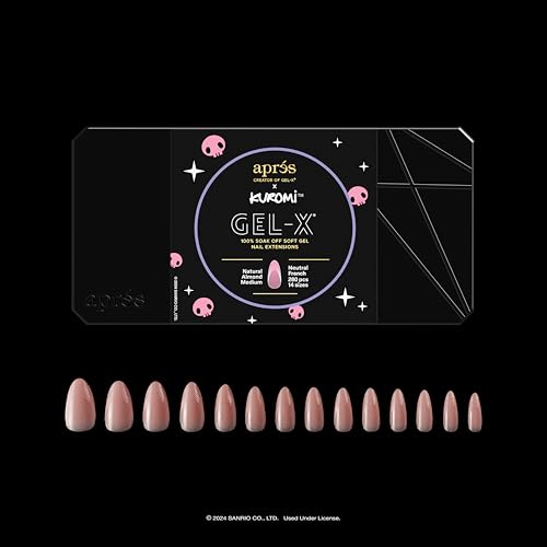 APRÉS x Kuromi™ Gel-X Neutral French Natural Almond Medium Box of Nail Tips (280pcs, 14 Sizes)