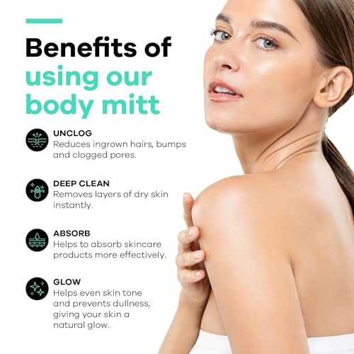 Dermasuri Deep Exfoliating Glove - Polishing Mitt Body Scrubber - Korean Skin Cleaner Exfoliator & Dead Skin Buffing Treatment - Keratosis Pilaris Scrub Remover- Shower Skincare (1 Pack)